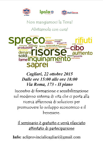 Locandina di un seminario sul cibo a Cagliari