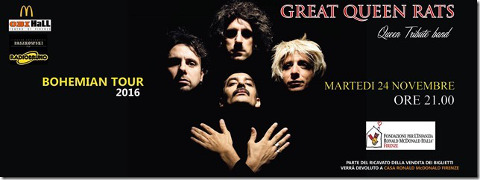 locandina di un concerto a Firenze dei Great Queen Rats