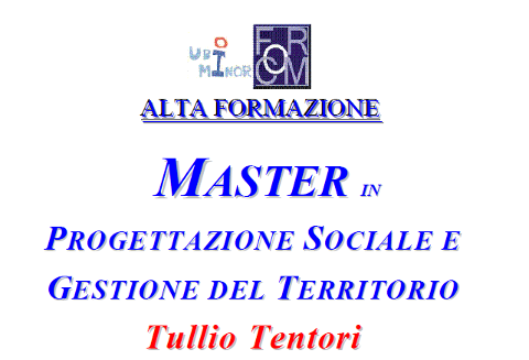 Master in Progettazione Sociale e Gestione del Territorio