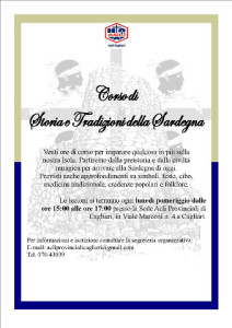 locandina di un corso di storia della Sardegna organizzato dalle Acli di Cagliari