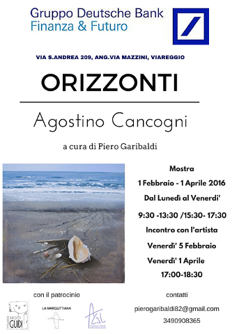 locandina della mostra Orizzonti di Agostino Cancogni a Viareggio