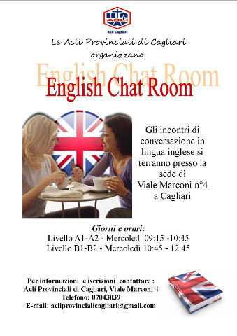 locandina di una english chat room a Cagliari