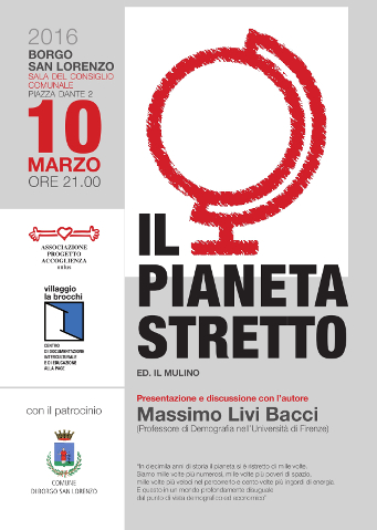 locandina di un incontro con Massimo Livi Bacci a Borgo San Lorenzo