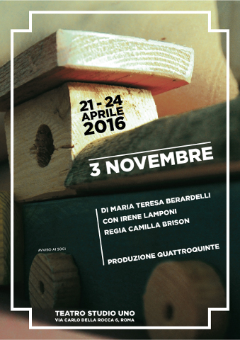 3 novembre al Teatro Studio Uno di Roma