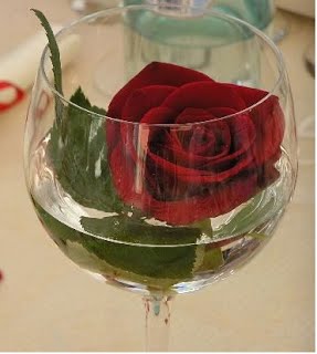 rosa rossa in un bicchiere