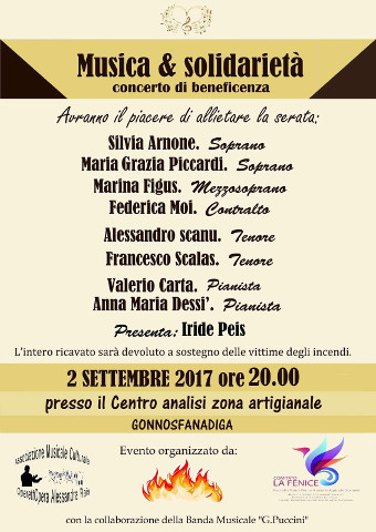 concerto a Gonnosfanadiga per vittime incendi