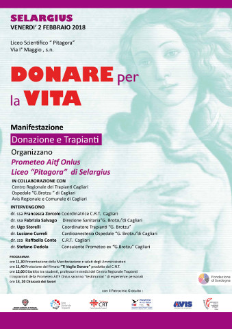 incontro su donazione di organi al Liceo Pitagora di Selargius